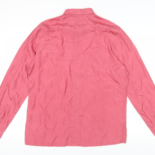 ASOS Women's Pink Silk Button-Up Shirt, Size L