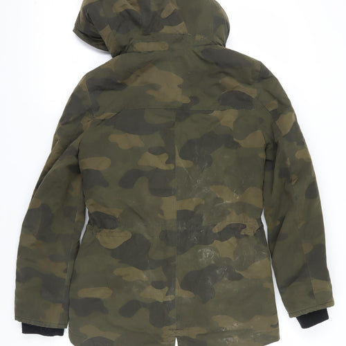 H&M Women's Green Camouflage Parka Jacket Size 6
