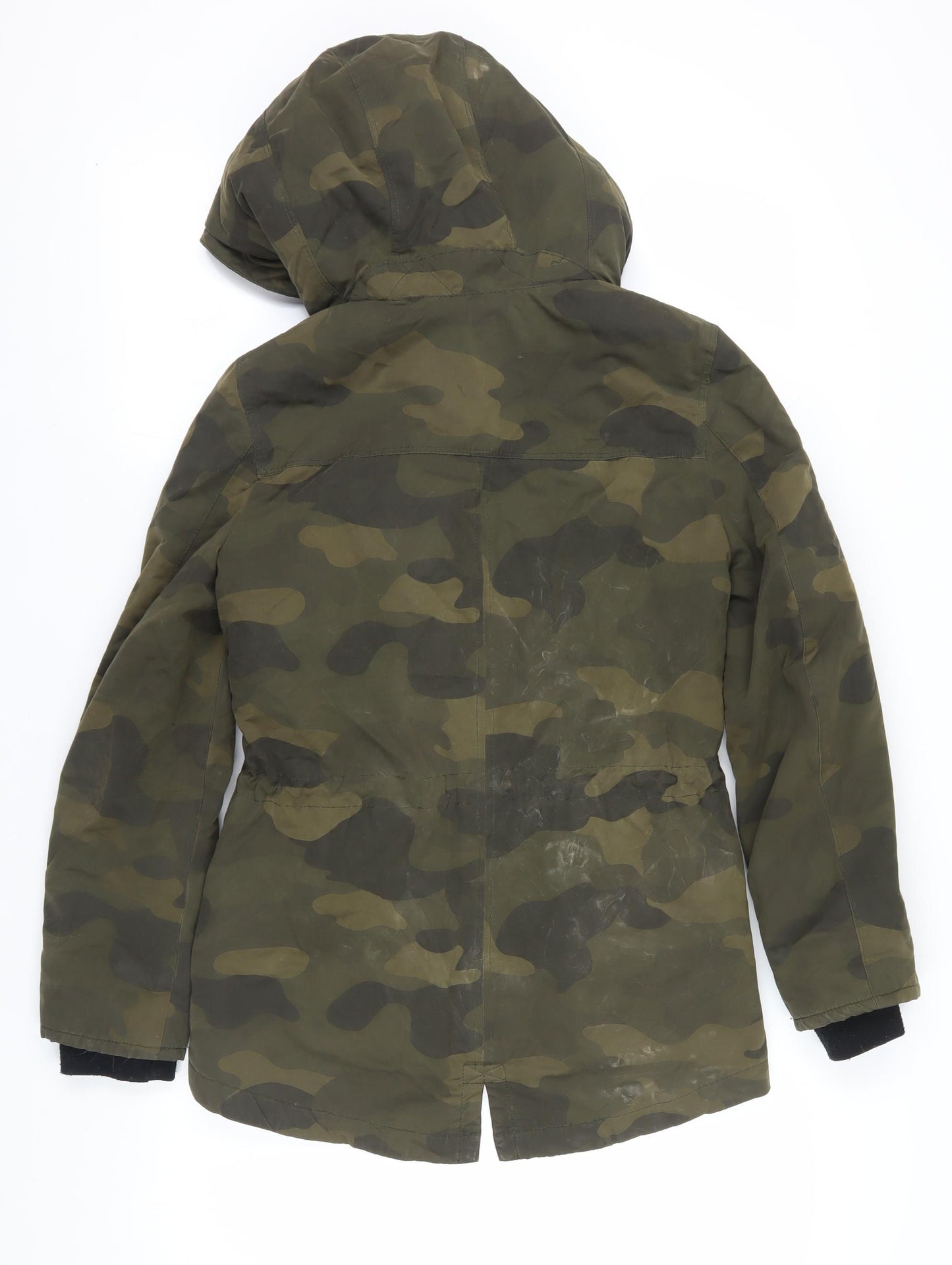 H&M Women's Green Camouflage Parka Jacket Size 6