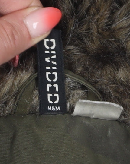 H&M Women's Green Camouflage Parka Jacket Size 6