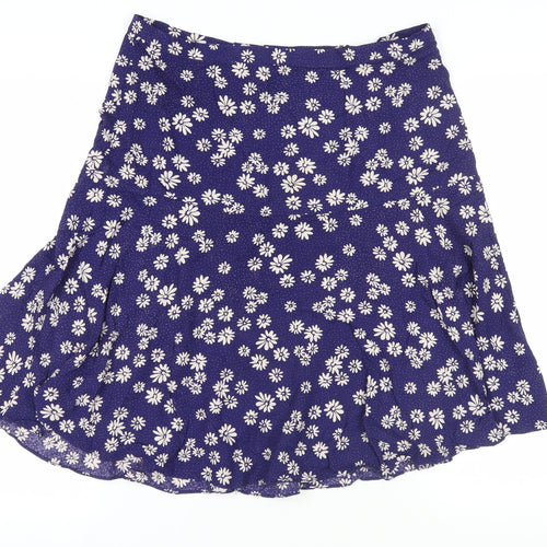 M&Co Women's Blue Floral A-Line Skirt Size 14