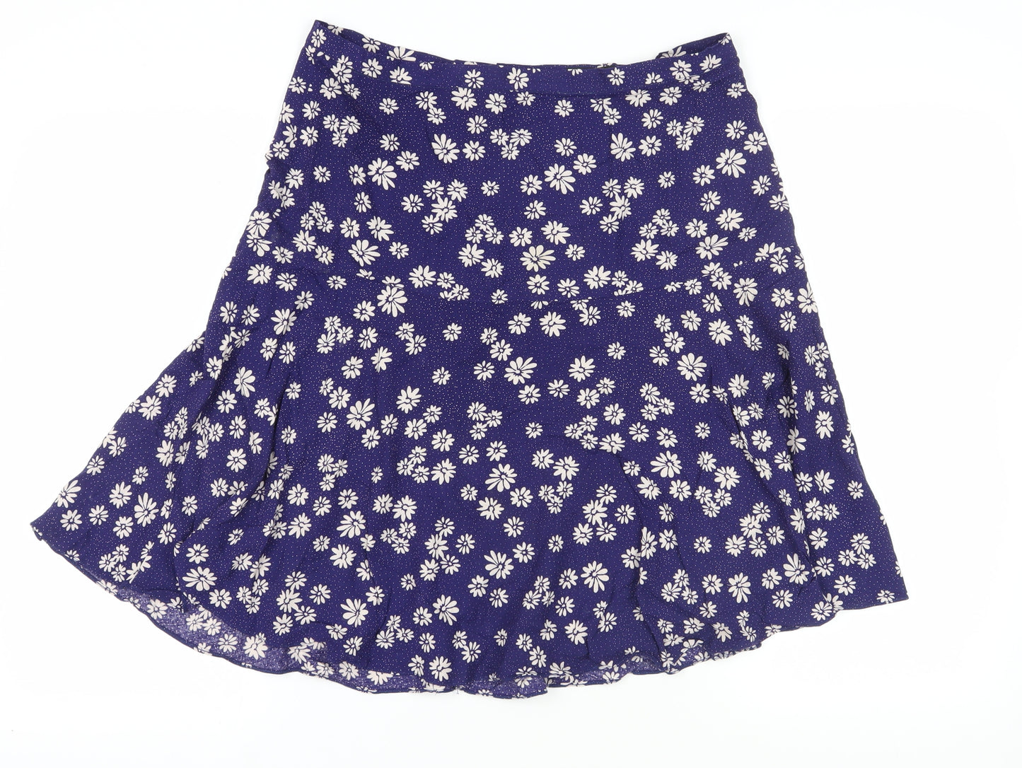 M&Co Women's Blue Floral A-Line Skirt Size 14