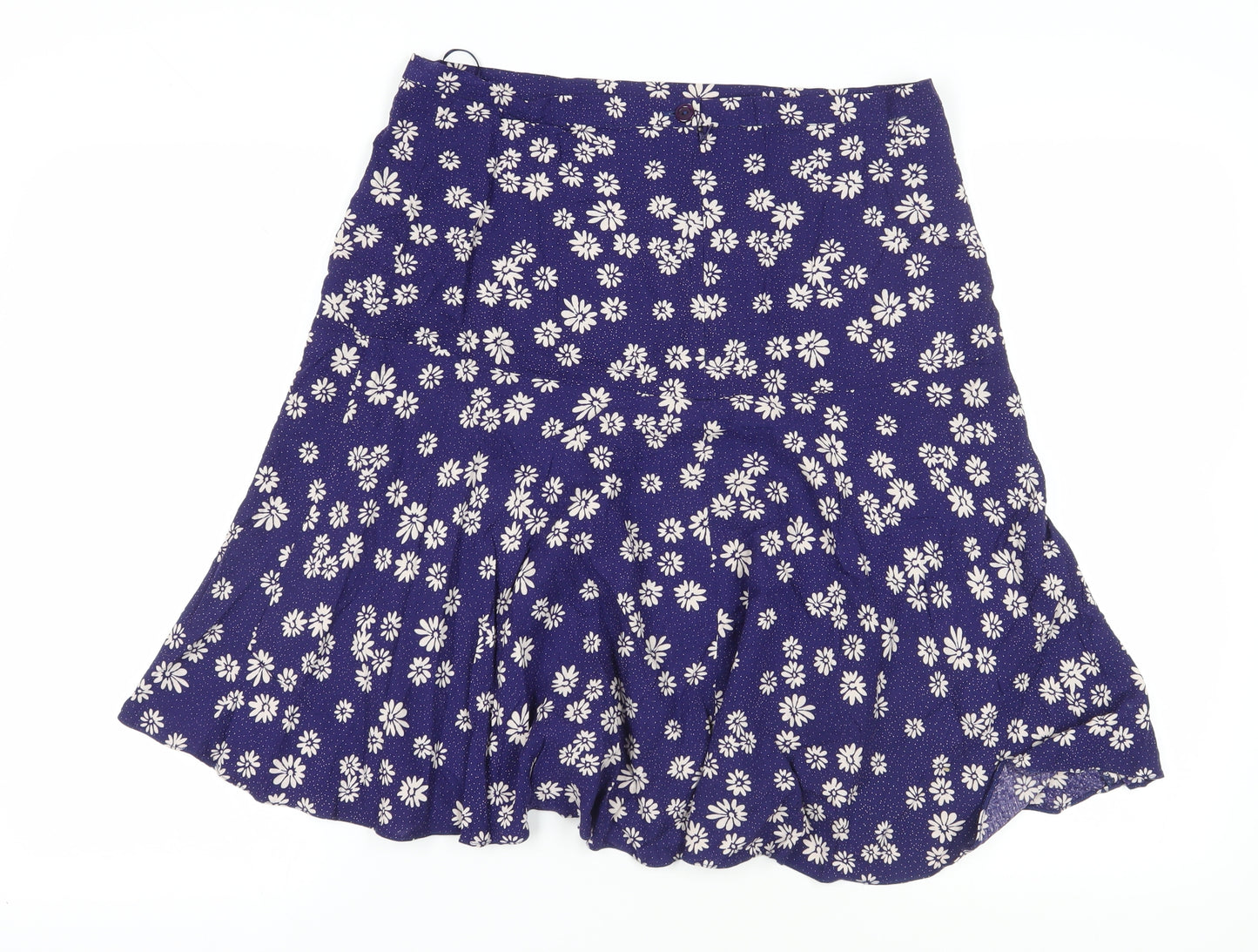 M&Co Women's Blue Floral A-Line Skirt Size 14