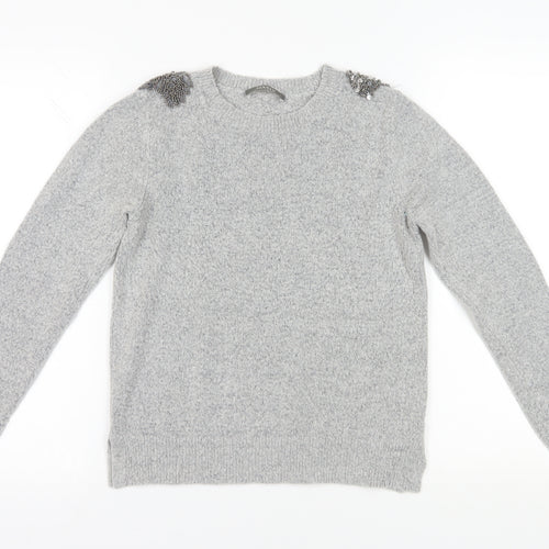 Oasis Women's Grey Pullover Jumper, S, Beaded Accents