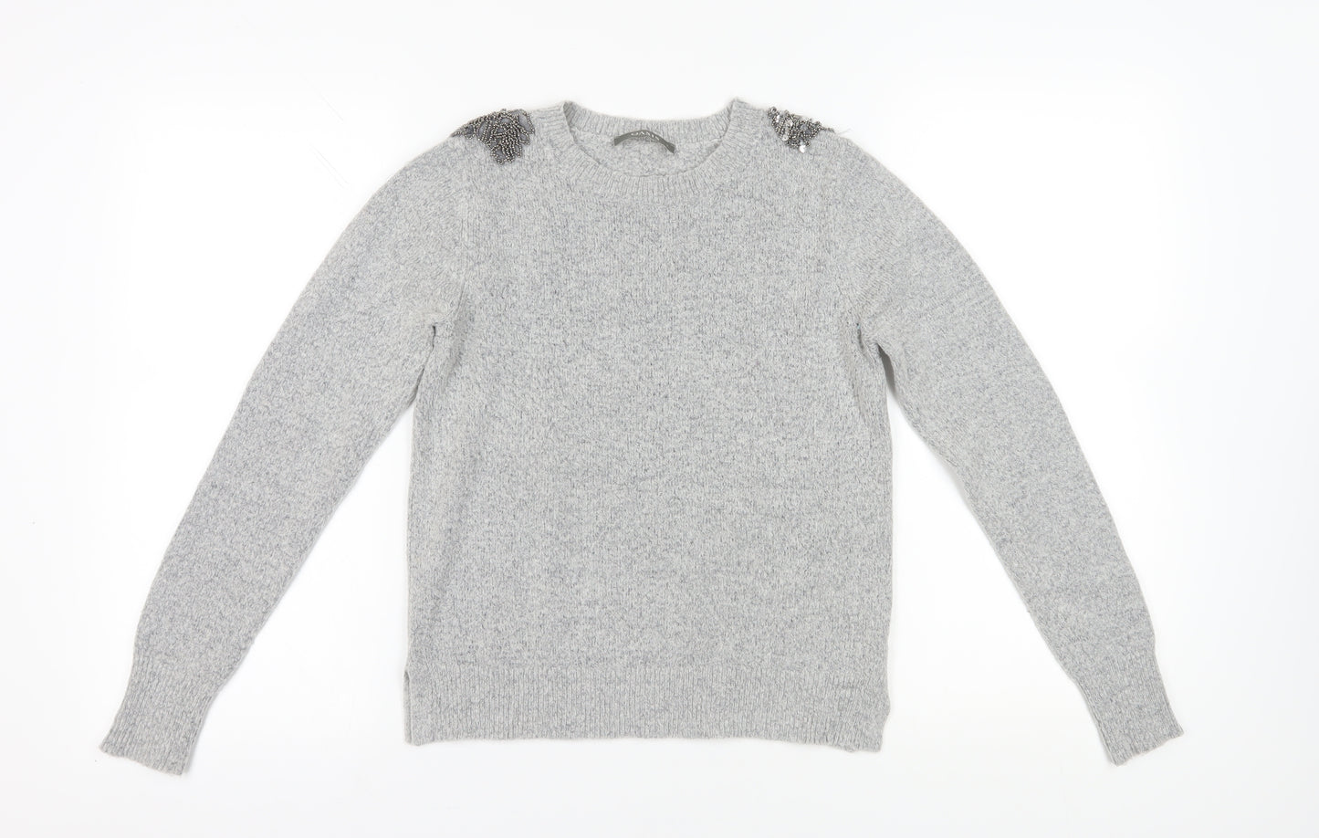 Oasis Women's Grey Pullover Jumper, S, Beaded Accents