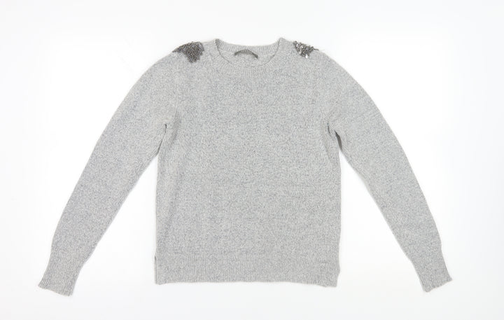 Oasis Women's Grey Pullover Jumper, S, Beaded Accents