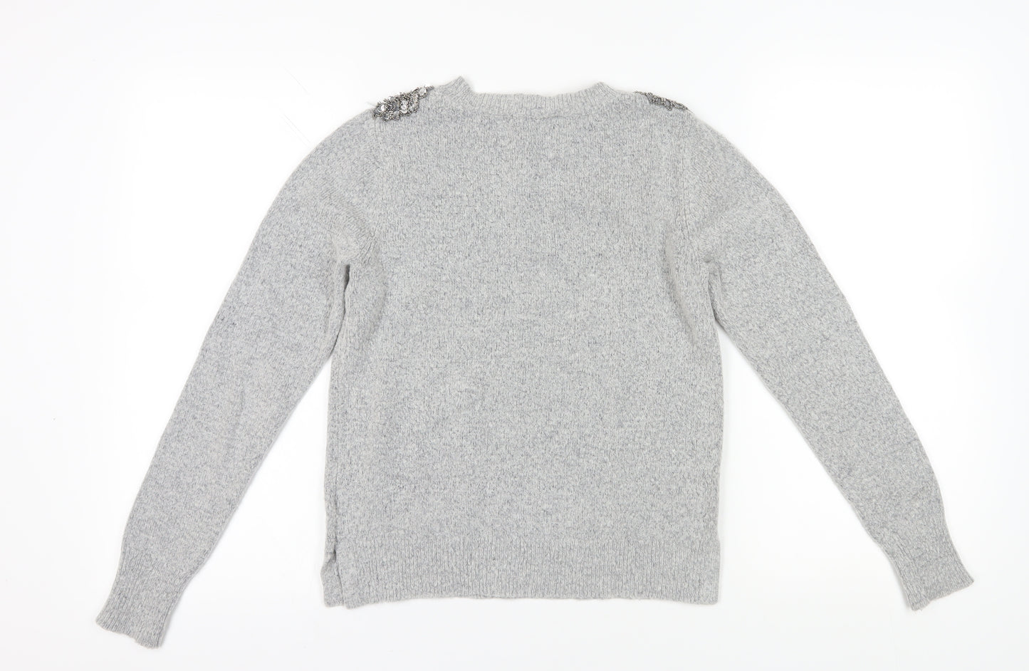 Oasis Women's Grey Pullover Jumper, S, Beaded Accents