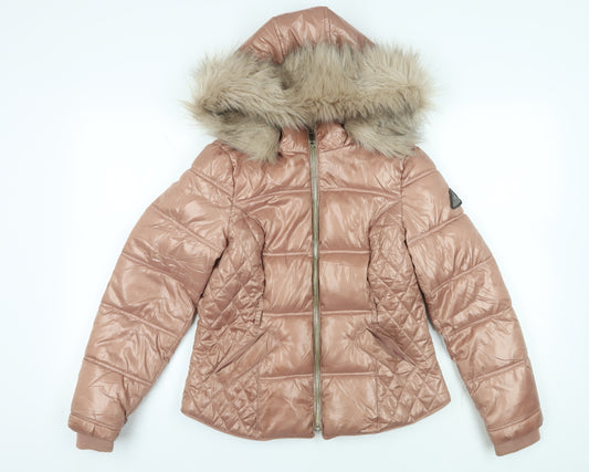 River Island Pink Puffer Jacket - Women's Size 10