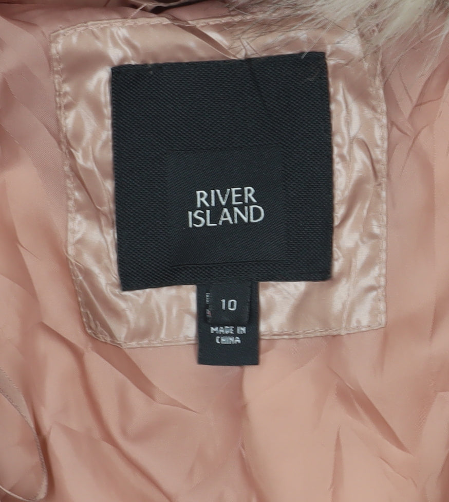 River Island Pink Puffer Jacket - Women's Size 10