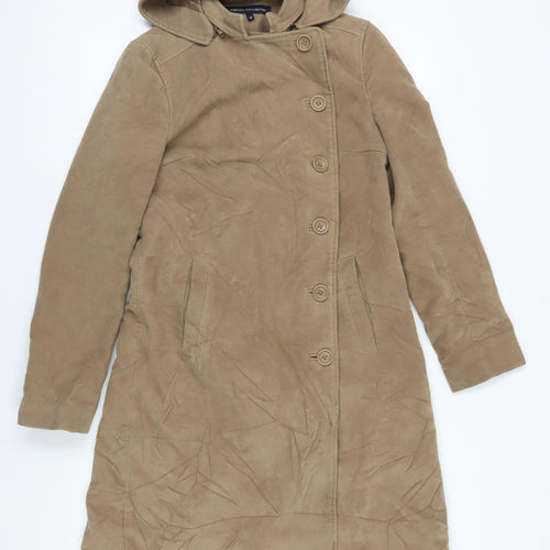 French Connection Women's Brown Hooded Rain Coat Size 10