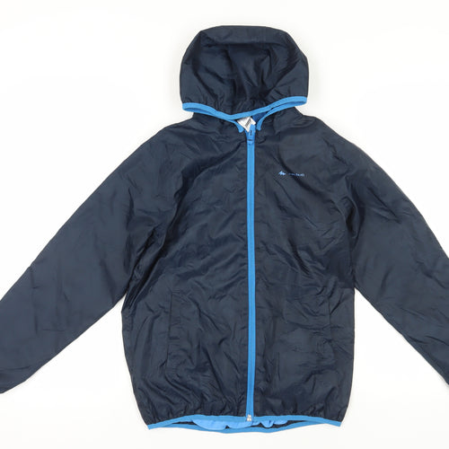 Decathlon Boys Blue Windbreaker Jacket 12 Years Hooded Zip