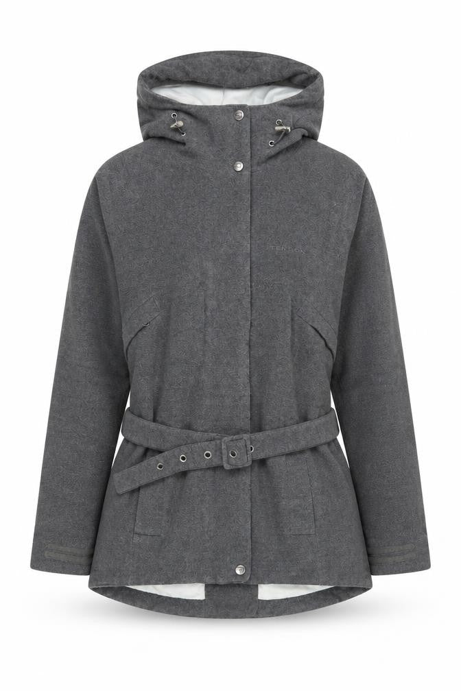 Front view of Tenson Women's Grey Parka Jacket Waterproof, size 6