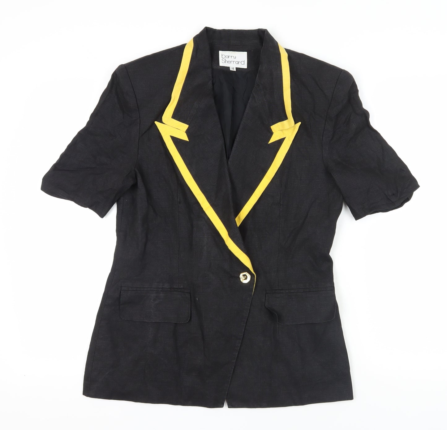 Barry Sherrard Women's Black Blazer Size 14 Linen Vintage