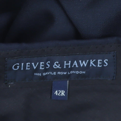 Gieves & Hawkes Men's Black Wool Dress Trousers 42R
