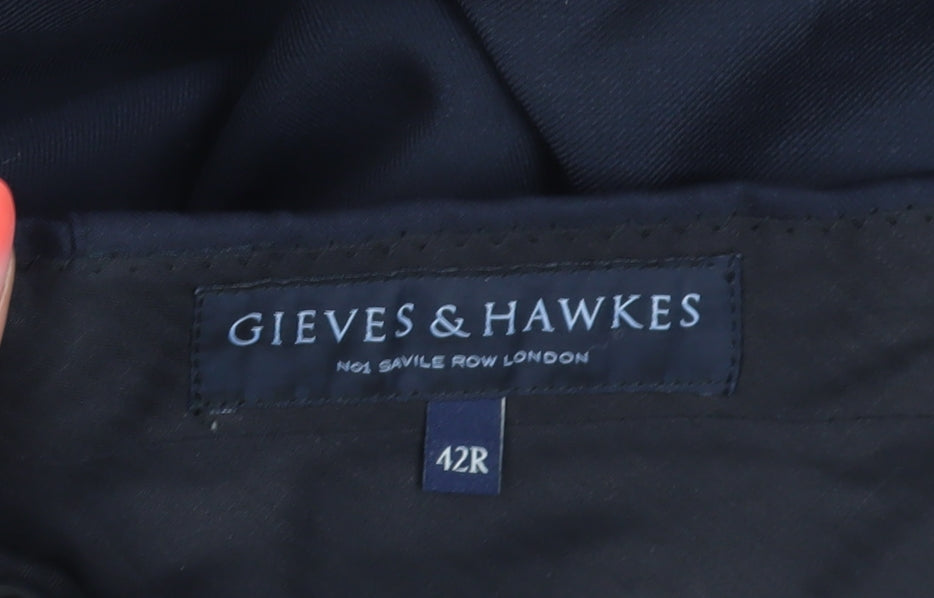 Gieves & Hawkes Men's Black Wool Dress Trousers 42R