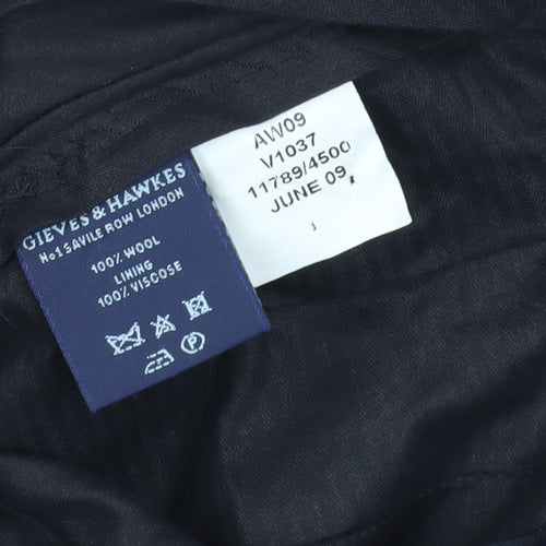 Gieves & Hawkes Men's Black Wool Dress Trousers 42R