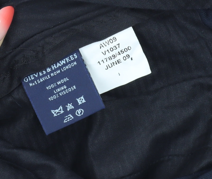 Gieves & Hawkes Men's Black Wool Dress Trousers 42R