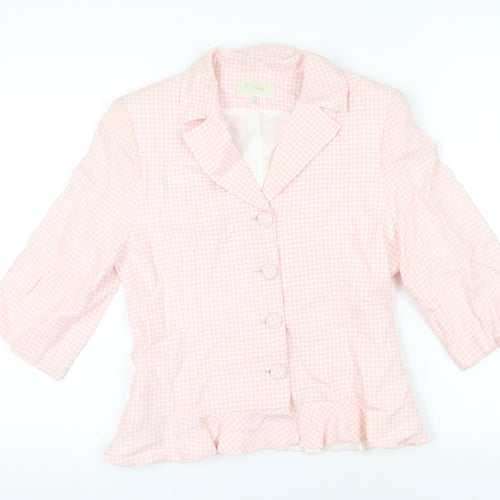 Régine Women’s Pink Check 3/4 Sleeve Blazer Size 10