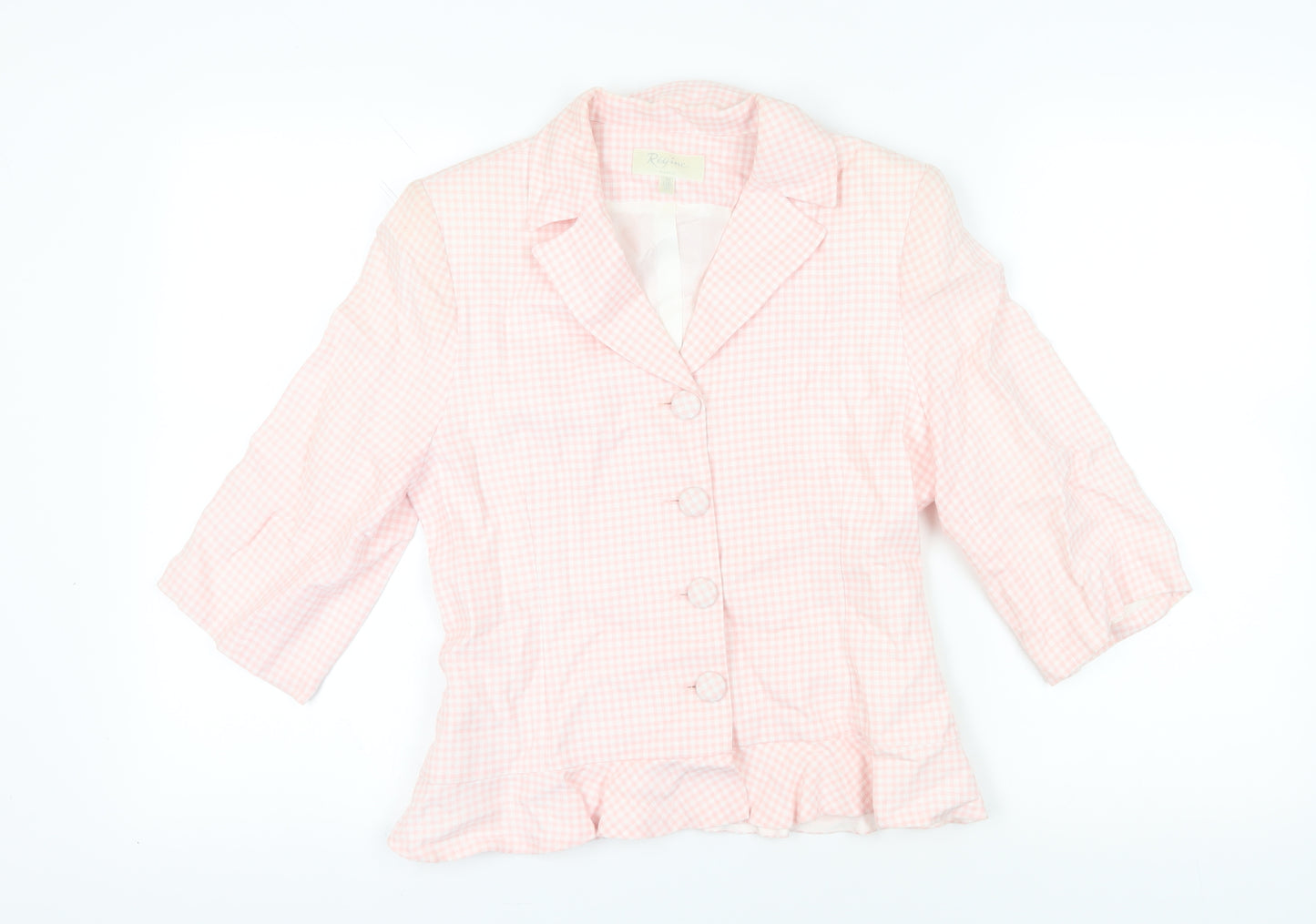 Régine Women’s Pink Check 3/4 Sleeve Blazer Size 10