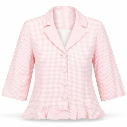 Régine Women’s Pink Check 3/4 Sleeve Blazer Size 10