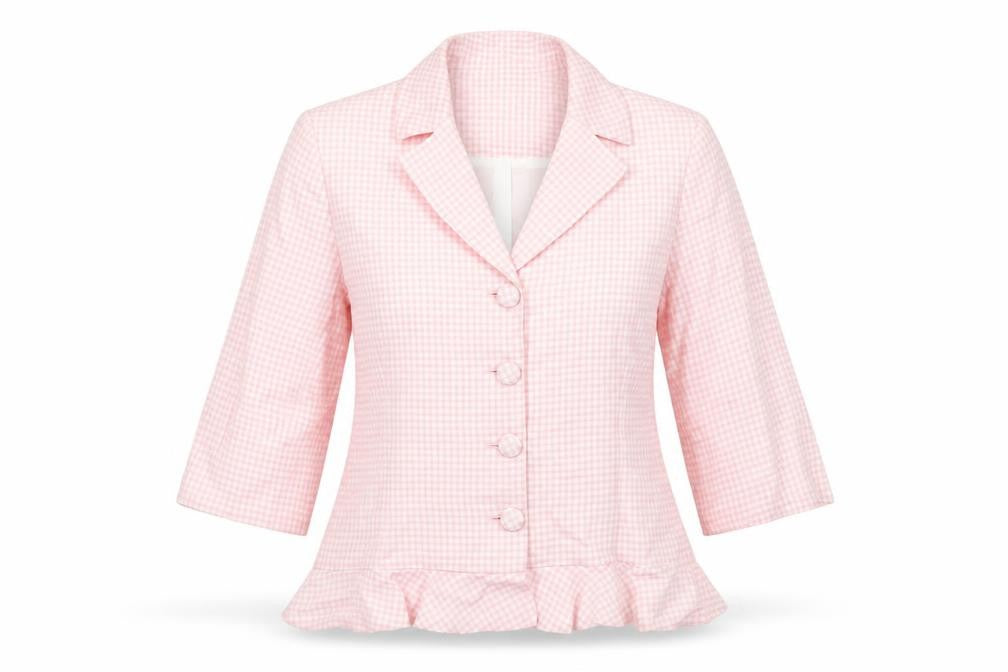 Régine Women’s Pink Check 3/4 Sleeve Blazer Size 10