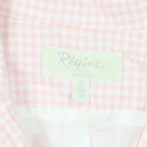 Régine Women’s Pink Check 3/4 Sleeve Blazer Size 10