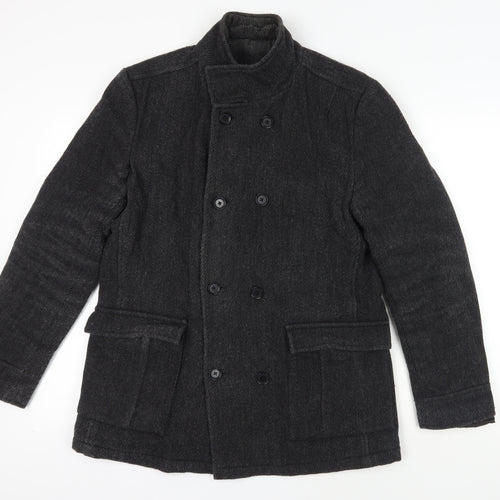 Austin Reed Men's Black Wool Pea Coat - Medium
