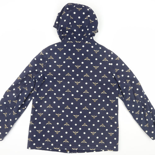 Joules Women's Blue Rain Coat, Size 10, Polka Dot