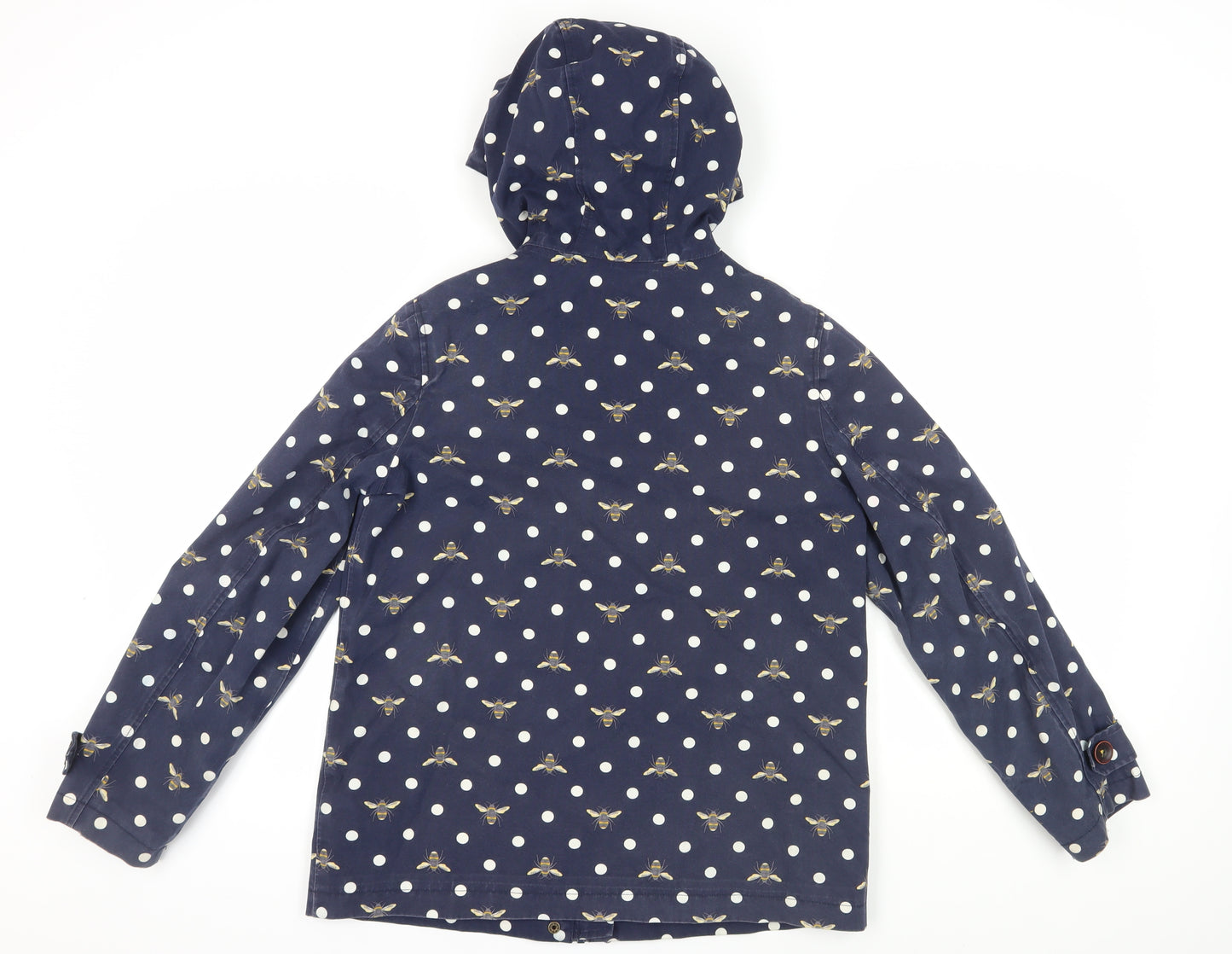 Joules Women's Blue Rain Coat, Size 10, Polka Dot