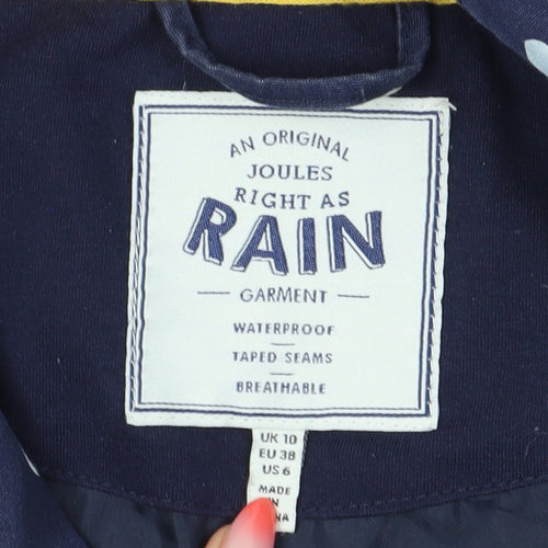 Joules Women's Blue Rain Coat, Size 10, Polka Dot