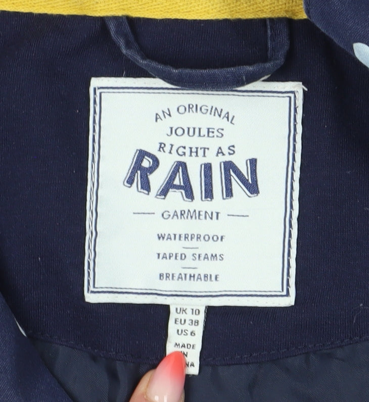 Joules Women's Blue Rain Coat, Size 10, Polka Dot