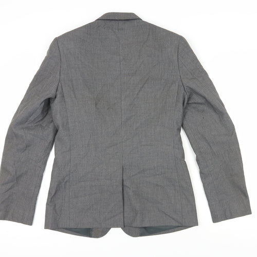 Moss London Men's Grey Blazer, Size 38, Long Fit