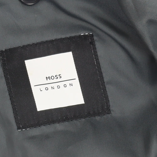 Moss London Men's Grey Blazer, Size 38, Long Fit