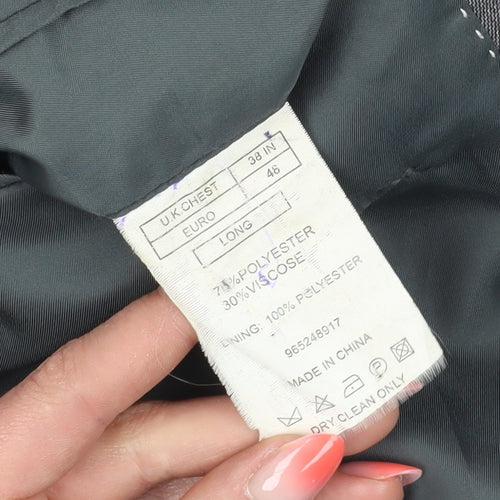 Moss London Men's Grey Blazer, Size 38, Long Fit
