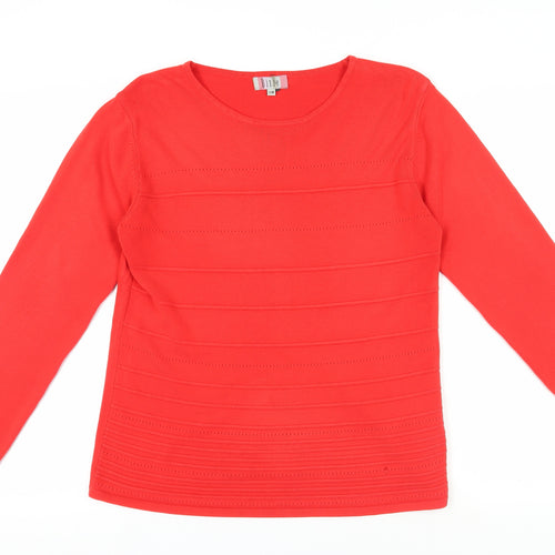 Dixie Women's Red Round Neck Pullover Jumper Size M