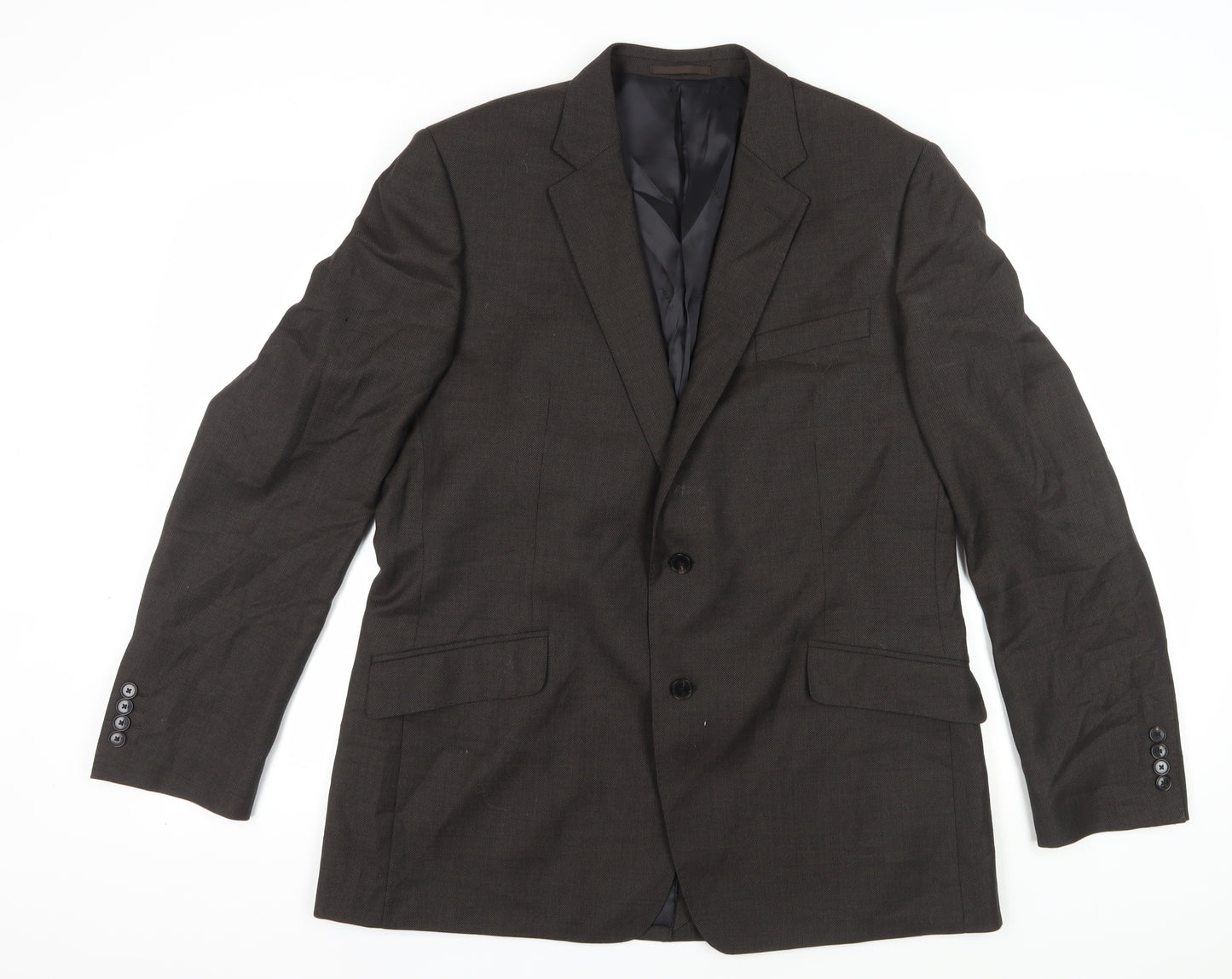 Jaeger Men's Brown Wool Blazer, Size 44 Regular Fit