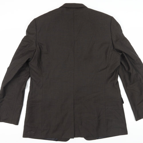 Jaeger Men's Brown Wool Blazer, Size 44 Regular Fit