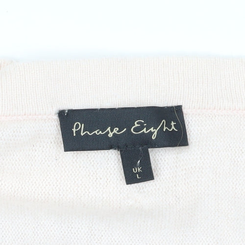 Phase Eight Women's Pink V-Neck Jumper, Size L, Casual Knit