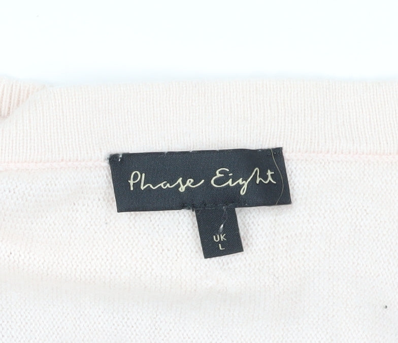 Phase Eight Women's Pink V-Neck Jumper, Size L, Casual Knit