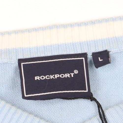 Rockport Men's Blue Cotton Pullover Jumper Size L