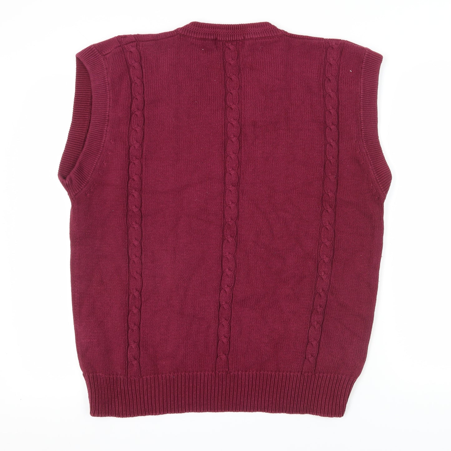 Oscar Jacobson Men's Red XL Cable-Knit Cotton Vest
