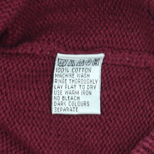 Oscar Jacobson Men's Red XL Cable-Knit Cotton Vest