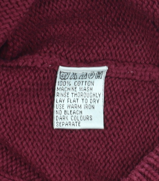 Oscar Jacobson Men's Red XL Cable-Knit Cotton Vest