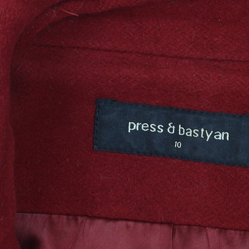 Press & Bastyan Red Wool Angora Women's Coat Size 10