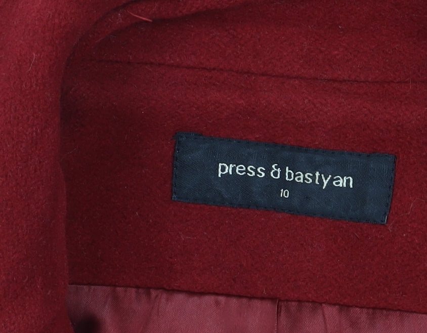 Press & Bastyan Red Wool Angora Women's Coat Size 10