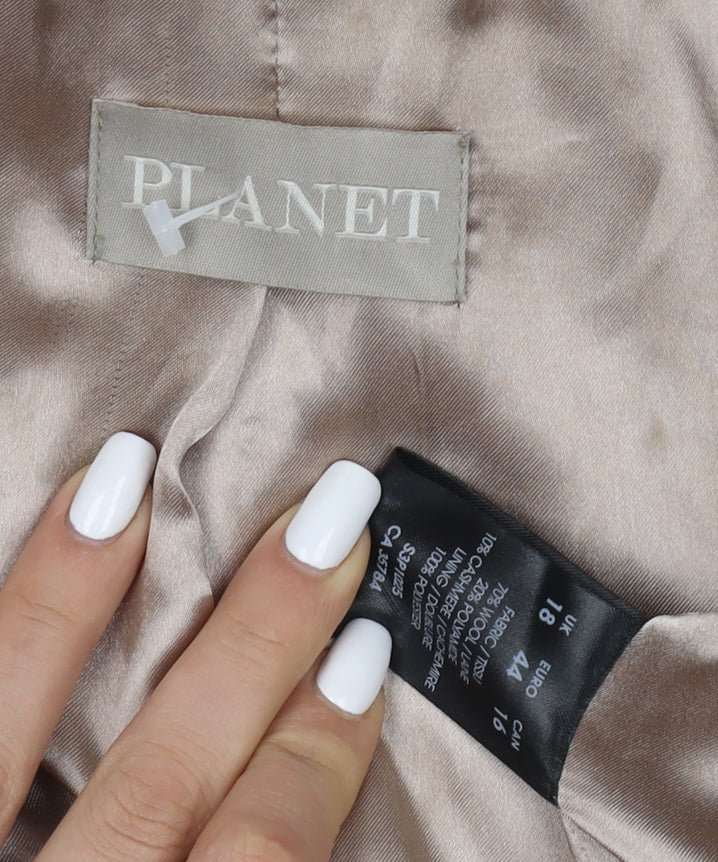 Planet Women's Beige Wool Coat Size 18 Mid-Length Casual