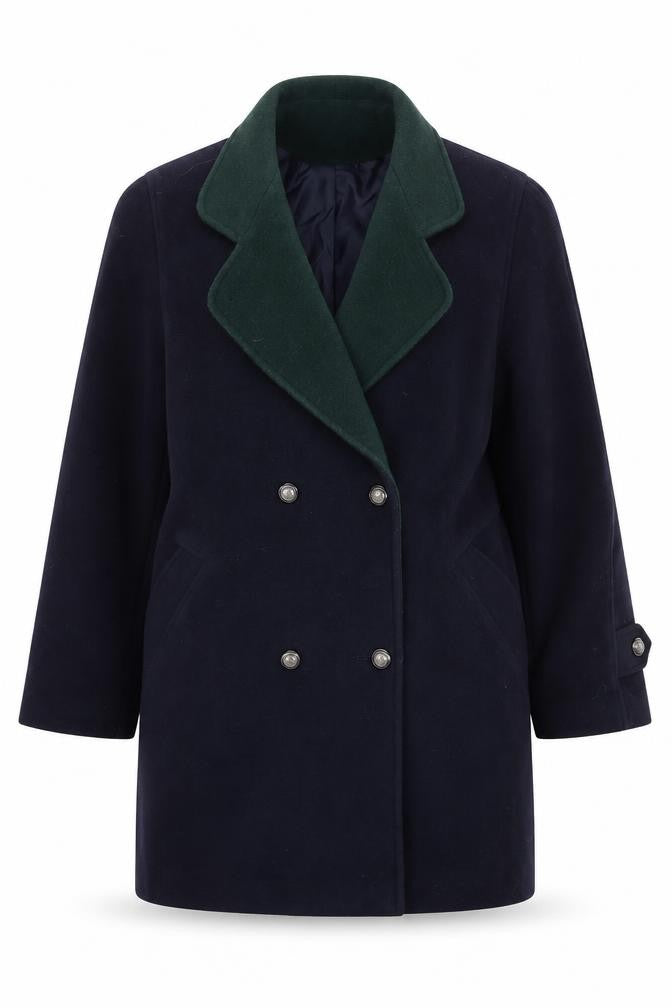 Front view of Nuage Women's Black Wool Cashmere Pea Coat, size 12
