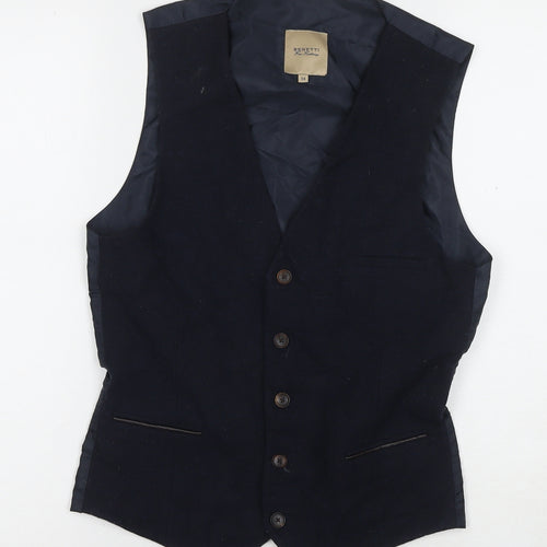 Benetti Men's Black Waistcoat 34 Formal Style