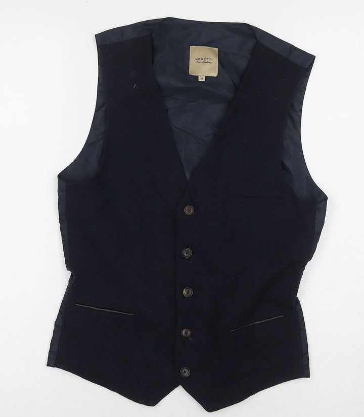 Benetti Men's Black Waistcoat 34 Formal Style