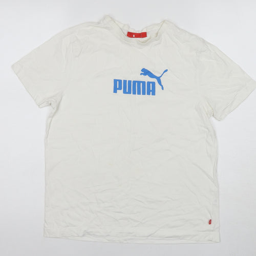 Puma Boys White Graphic Print T-Shirt XS Regular Fit
